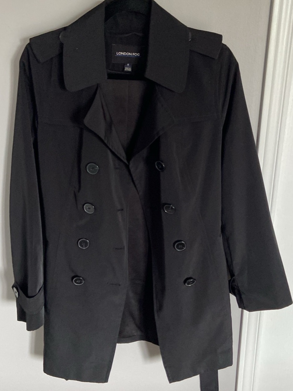 London Fog Black Double-Breasted Trench Jacket